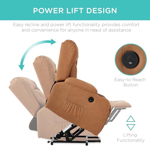 Electric Power Lift Recliner Massage Chair with Heat and USB Port, Brown M560374