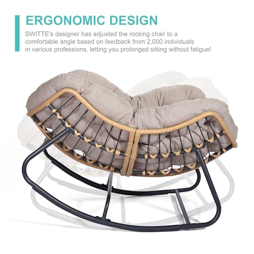 Oversized Patio Papasan Rocking Chair with Wicker Lounge G5657