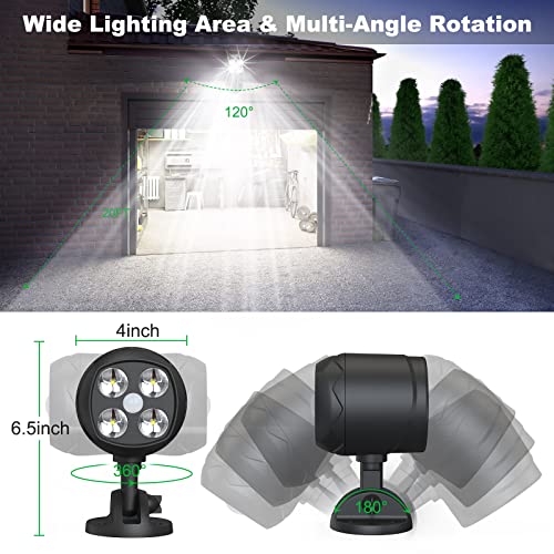 Motion Sensor Outdoor Lights, Battery Powered Waterproof LED Spotlight, 6000K Security Light for Garage and Yard, 2 Pack G210