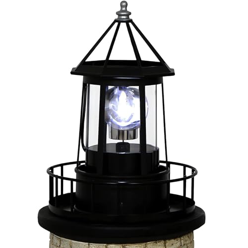 Solar Lighthouse Rotating Light, IP65 Waterproof for Patio Garden Decor H598474