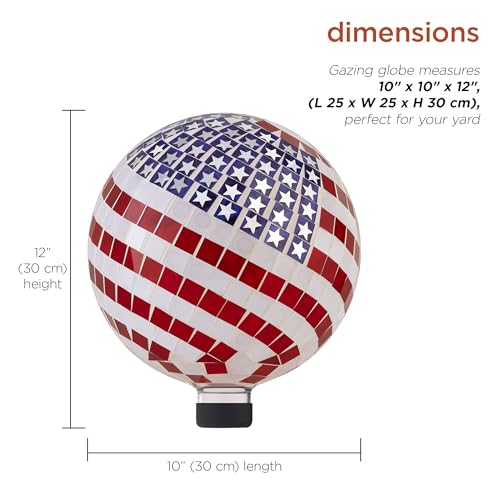 Patriotic Glass Mosaic Gazing Globe for Yard Decor M514