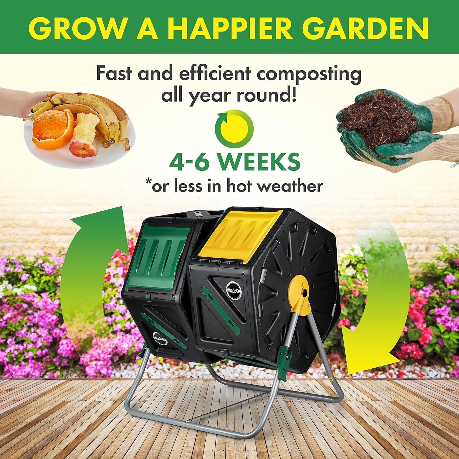 Dual Chamber Compost Tumbler with Sliding Doors, 70 Liter M28606