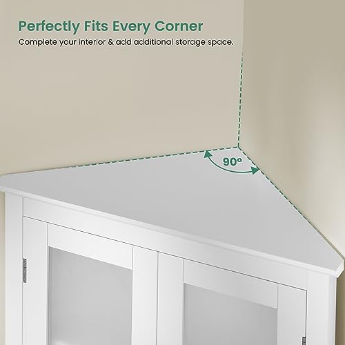 67" Tall Bathroom Cabinet with 2 Doors and 1 Drawer, Adjustable Shelves T930834