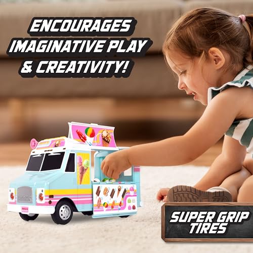 Ice Cream Food Truck Toy with Lights and Sound, 16 Pieces M1923
