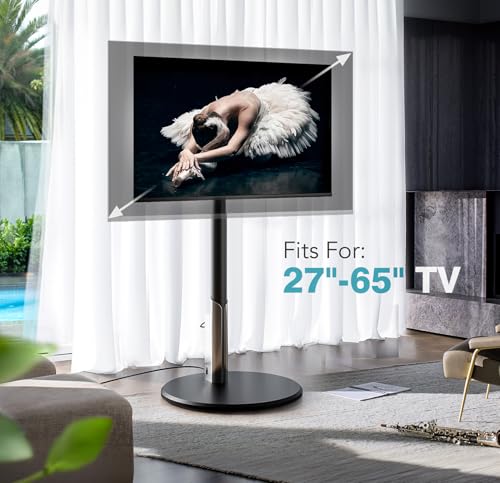 Mobile TV Stand with Power Outlet, Rolling Cart for 27-65 Inch Monitors, Height Adjustable H3227