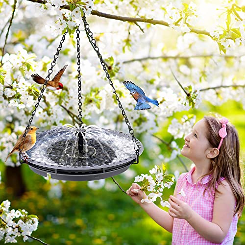 Solar Bird Bath Fountain for Outdoor, Solar Powered Hummingbird Water Fountain with 4 Water Spray X79878