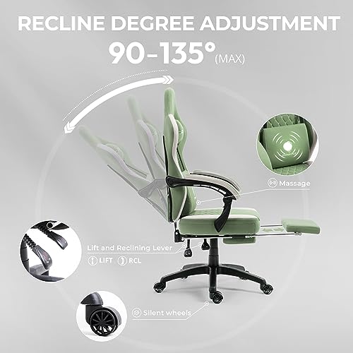 Gaming Chair with Breathable Fabric, Pocket Spring Cushion and Footrest H620