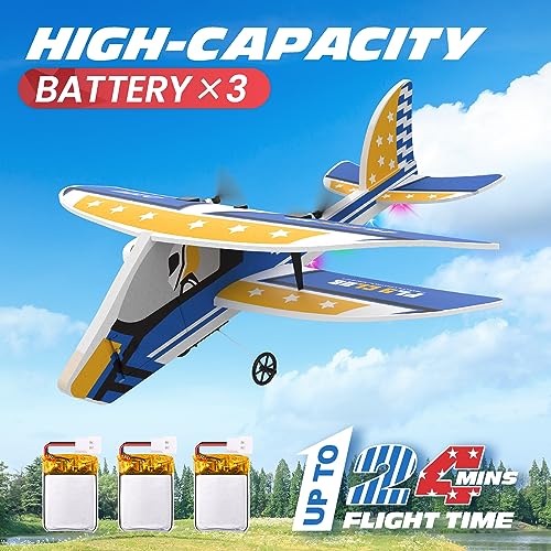 RC Plane Remote Control Airplane with 3 Batteries and 6-Axis Gyro Stabilizer for Beginners G9873