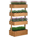 Outsunny Vertical Garden Planter, Wooden 4 Tier Planter Box, Self-Draining with Non-Woven Fabric for Outdoor Flowers, Vegetables and Herbs, Gray