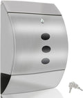 Stainless Steel Mailbox, Large Capacity Wall-Mount Mailbox, Locking Mailbox with Key Lock, Mailboxes for Outside House with Newspaper Holder - Rust Proof, 15.6" x 11.7"x 4.7"