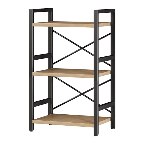 3 Tier Industrial Bookcase, Rustic Etagere Bookshelf for Living Room U5786