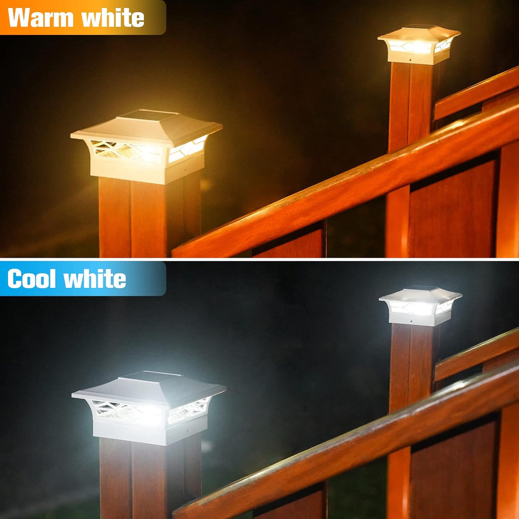 Solar Post Cap Lights for Fence Posts, White and Black N86488