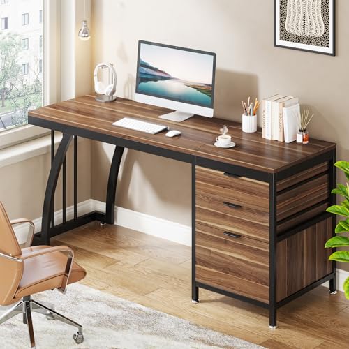 Computer Desk with 3 Drawers, 59-Inch Study Writing Table for Home Office E234
