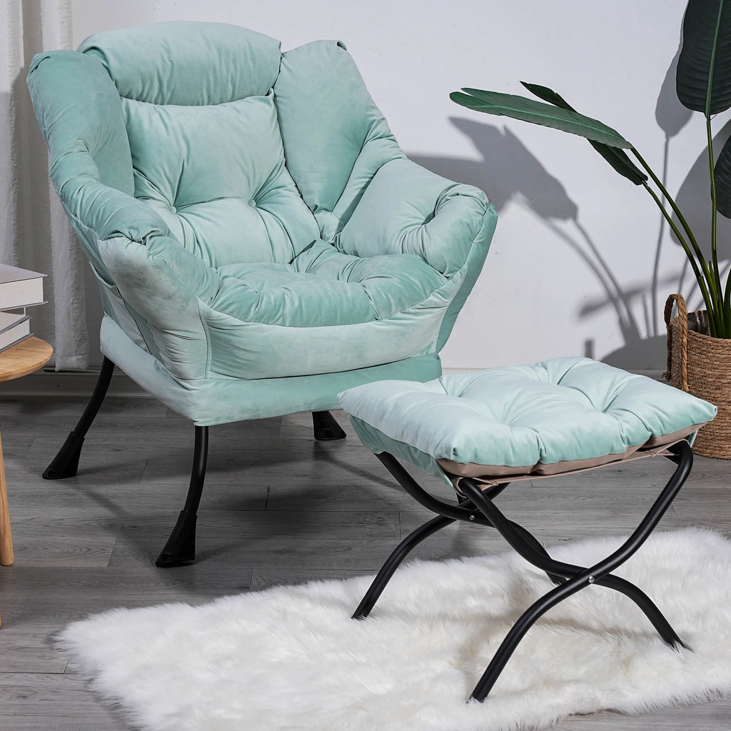 Reading Chair with Ottoman, Fabric Accent Chair for Living Room, Green A565012