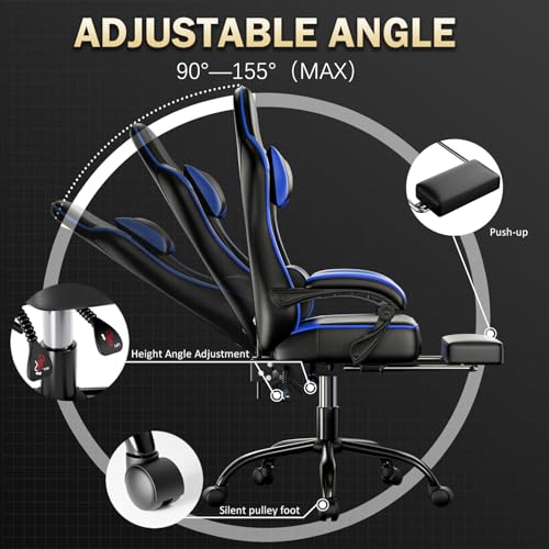 Ergonomic Gaming Chair with Footrest, Reclining, Lumbar Support I1131