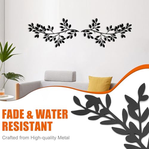 Metal Wall Decor for Living Room, 2 Pieces Olive Branch Leaf Wall Art K83409