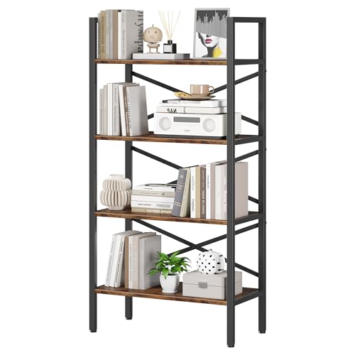 3 Tier Industrial Bookcase, Rustic Etagere Bookshelf for Living Room U5786