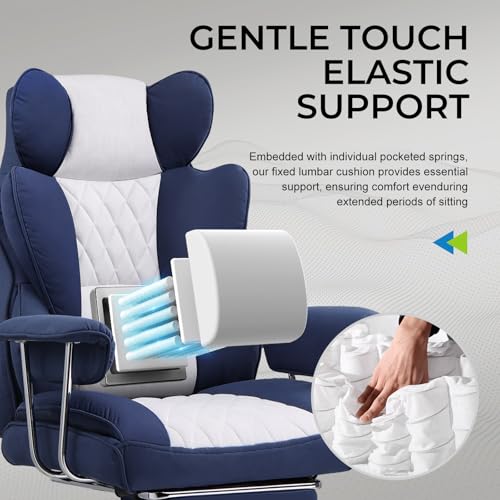 Gaming Chair with Lumbar Support and Footrest, PU Leather, Black E8234