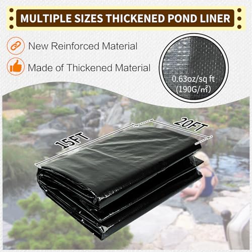 25x25ft reinforced PE pond liner for outdoor fish and garden ponds Y281