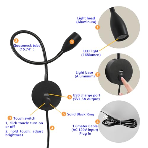 Wall Mounted Dimmable LED Reading Light T425
