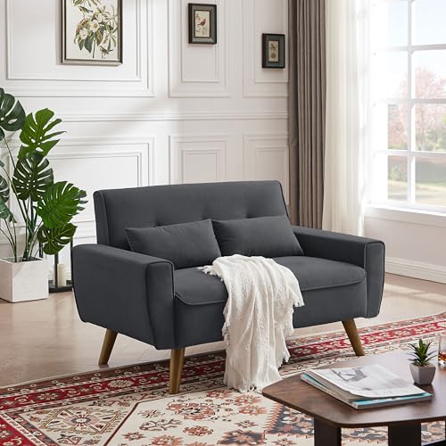 Mid Century Modern Loveseat Sofa with Wood Legs Z78752
