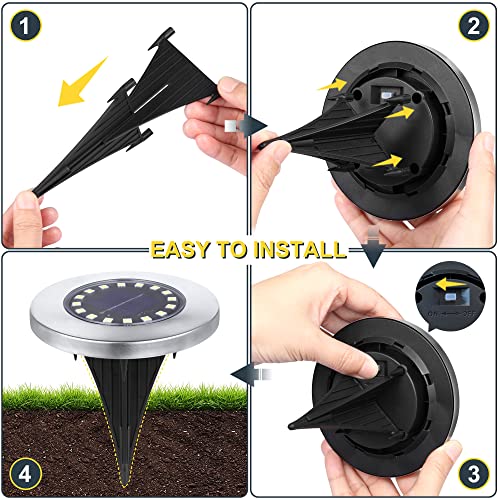 Solar Ground Lights Waterproof Outdoor Garden Disk Lights 16LED Warm Light Q124545