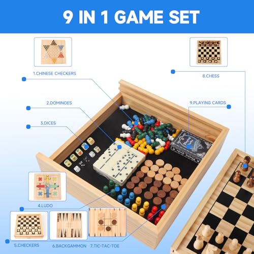 16" 3-in-1 Wooden Folding Chess, Checker & Backgammon Board Game Set L259