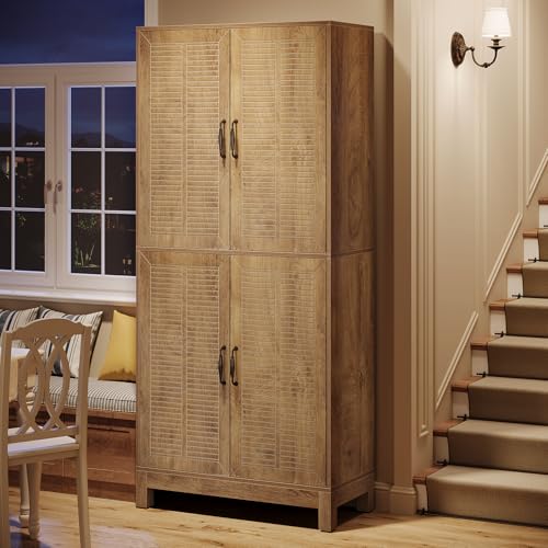 70" Tall Kitchen Pantry Cabinet with Adjustable Shelves, 6-Tier Storage Cabinet with Doors S4665