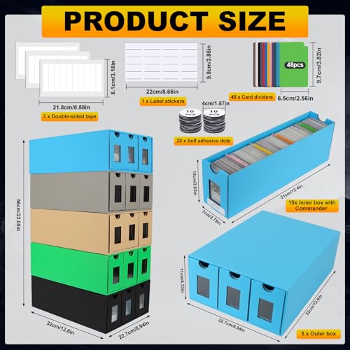 Trading Card Storage Box with 48 Dividers and Labels K306