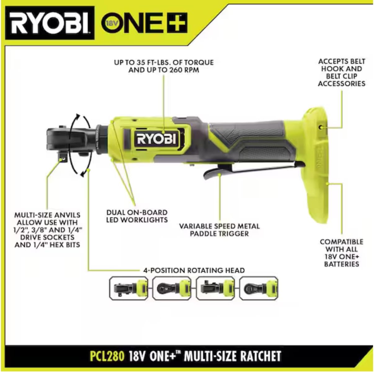 18V Cordless Multi Size Ratchet B9699