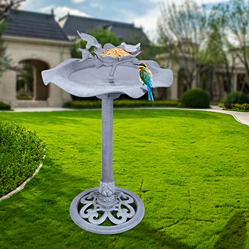 Garden Birdbath Outdoor Decor, Antique Grey, Lightweight U304967