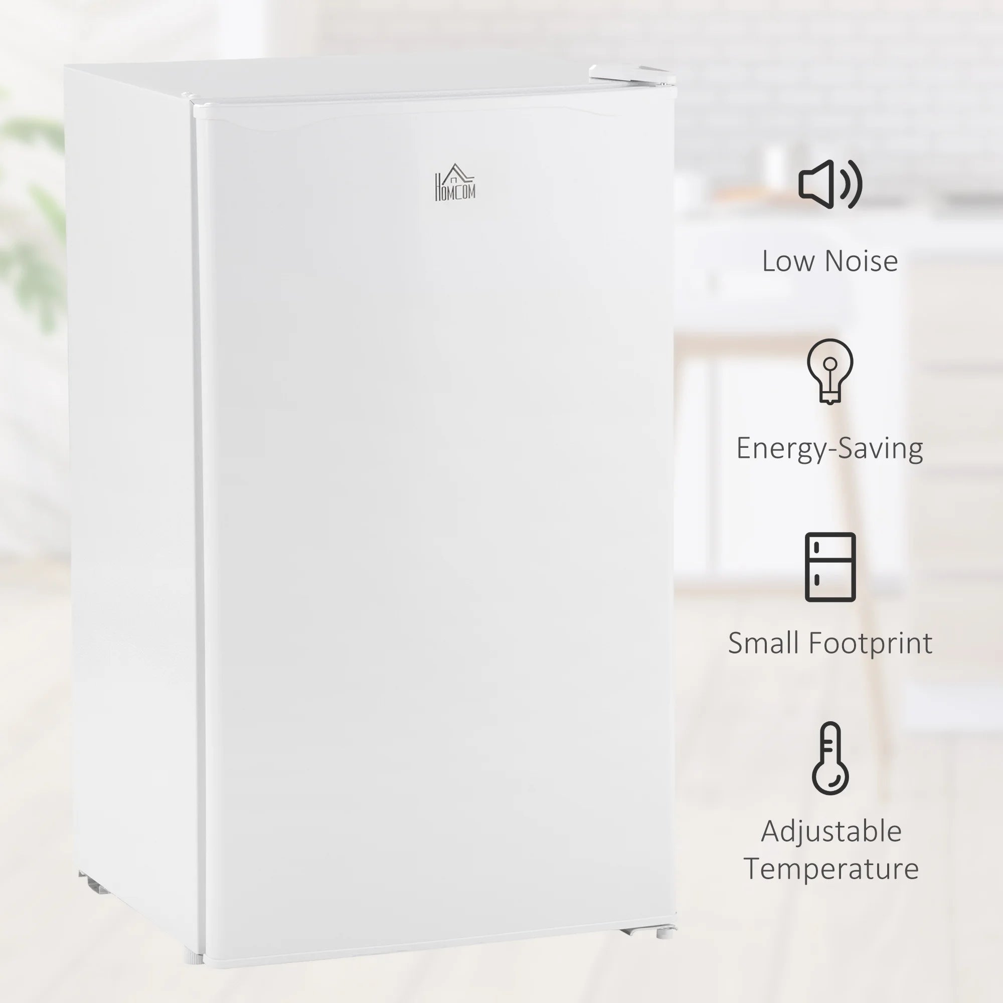 Mini Fridge with Freezer, Single Door Compact Refrigerator, Adjustable Thermostat, White K1858