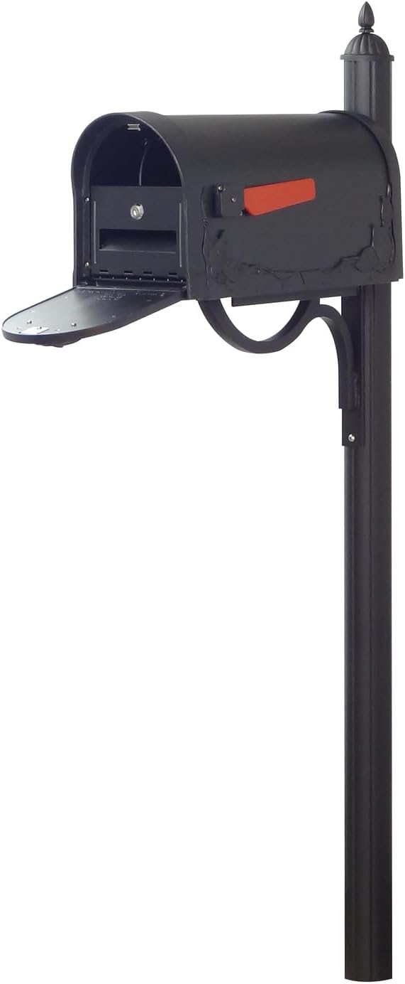 Special Lite Products Floral Curbside Mailbox with Locking Insert and Richland Mailbox Post