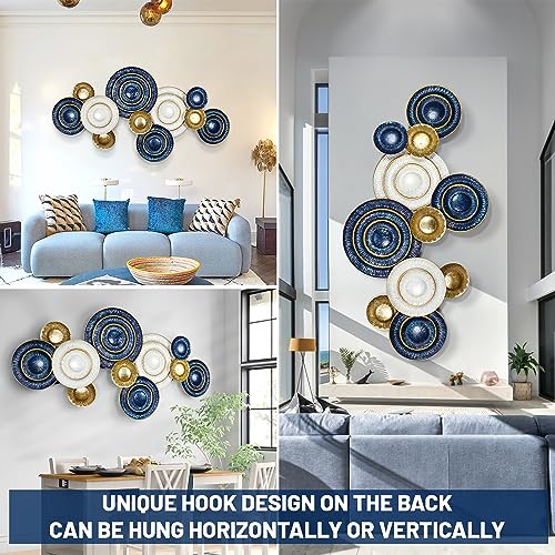 Metal Wall Art for Living Room, 3D Lotus Leaf Wall Decor, 50x26 Inches G502