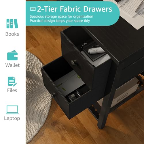 Computer Desk with Fabric Drawers, 40 Inch Reversible Gaming Desk for Small Space Home Office D876