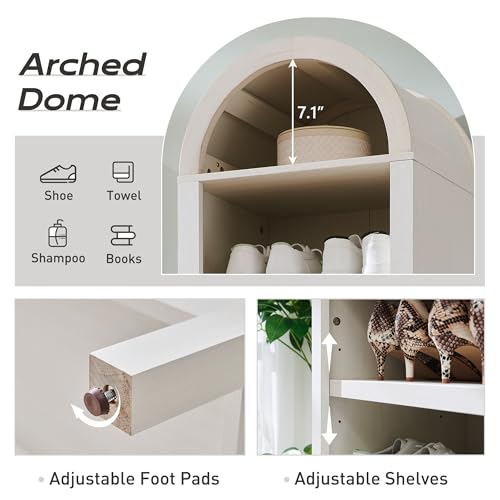 Arched Bookshelf, 7-Tier Bookcase with Adjustable Shelves A456