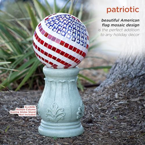 Patriotic Glass Mosaic Gazing Globe for Yard Decor M514