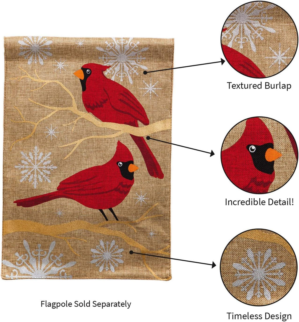 Burlap Feathers and Snow Garden Flag, 12.5 x 18 inches B6034