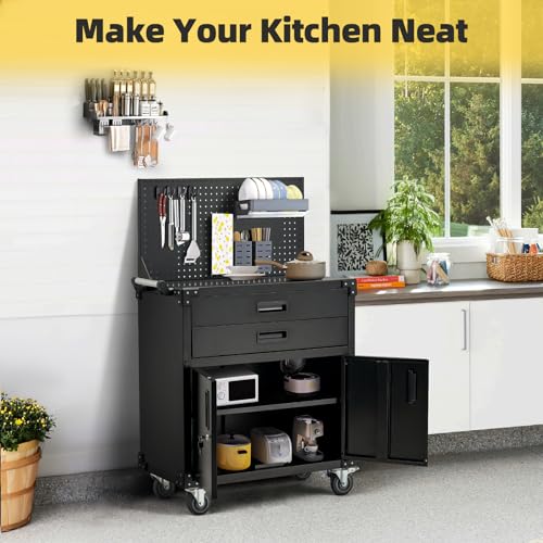 Metal Garage Storage Cabinet with Drawers and Wheels P6852