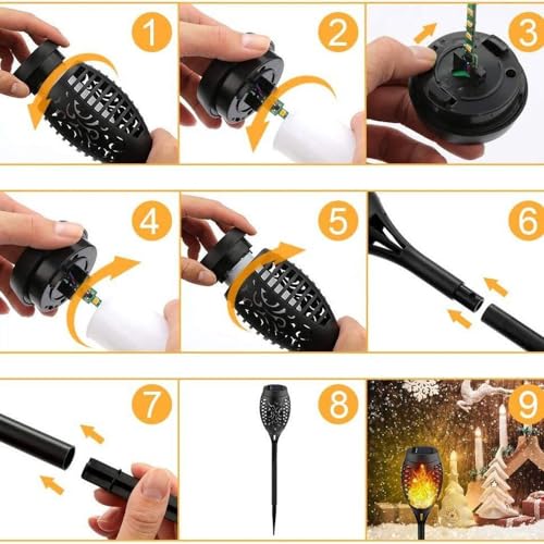 Solar Torch Lights Outdoor 4-Pack Flickering Flame Waterproof Garden Decor R5829
