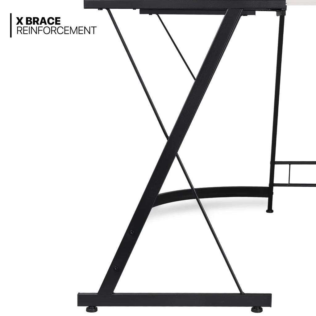 L Shaped Corner Gaming Desk with Monitor Stand for Home Office O60117