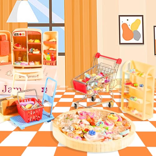 Mini Shopping Cart Refrigerator with Mini Food Set D2670