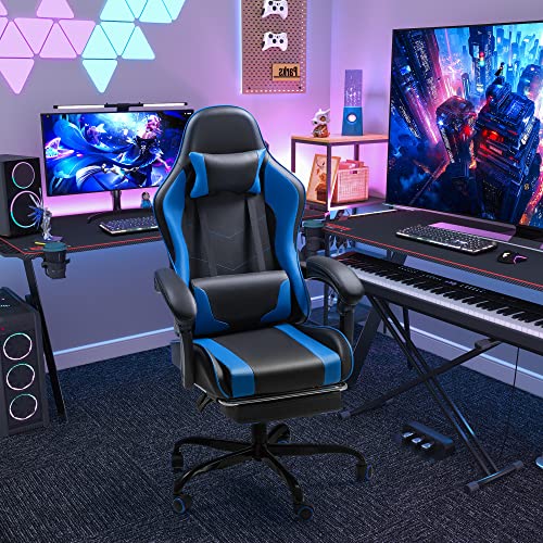 Gaming Chair with Footrest and Massage Lumbar Support J131131