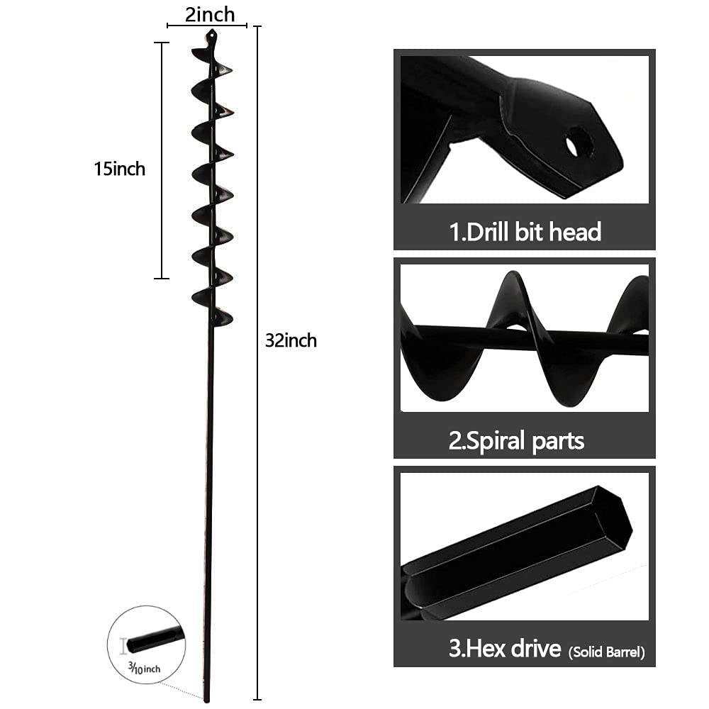 32" x 2" Garden Auger Drill Bit for Planting Bulbs & Bedding Plants K49255