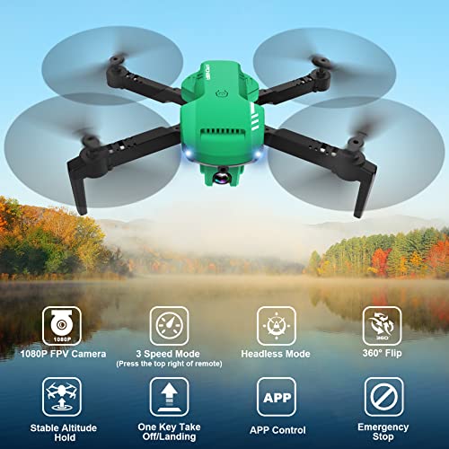 Drone with 1080P HD Camera, Foldable, Carrying Case, 2 Batteries O8650