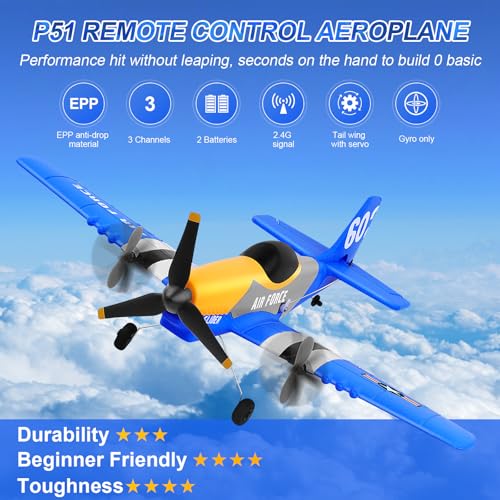 RC Airplane 3-Channel 2.4GHz with Gyroscope, 2 Batteries N311049