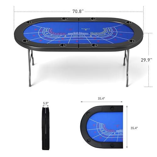 Foldable Blackjack Poker Table with Cup Holders G3690