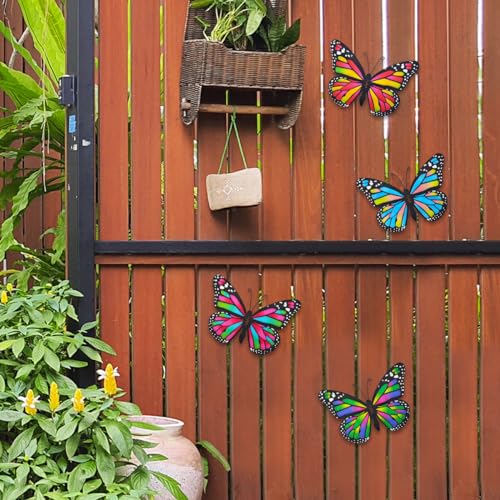 Metal Butterfly Outdoor Decor 4 Pack 9.8in Wall Sculpture for Garden X7363