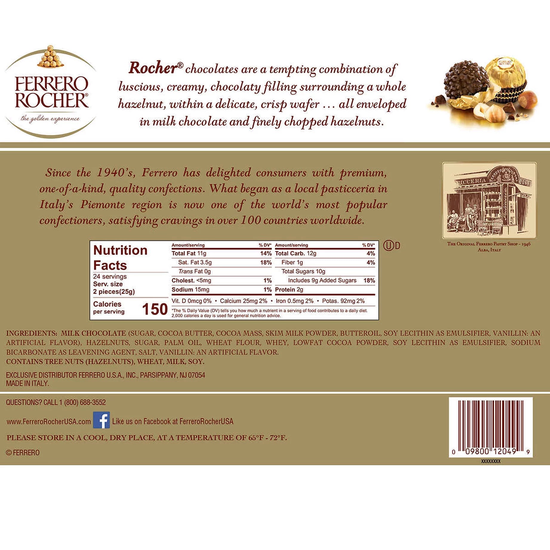 Hazelnut Chocolates Gift Box 48 Count S9539