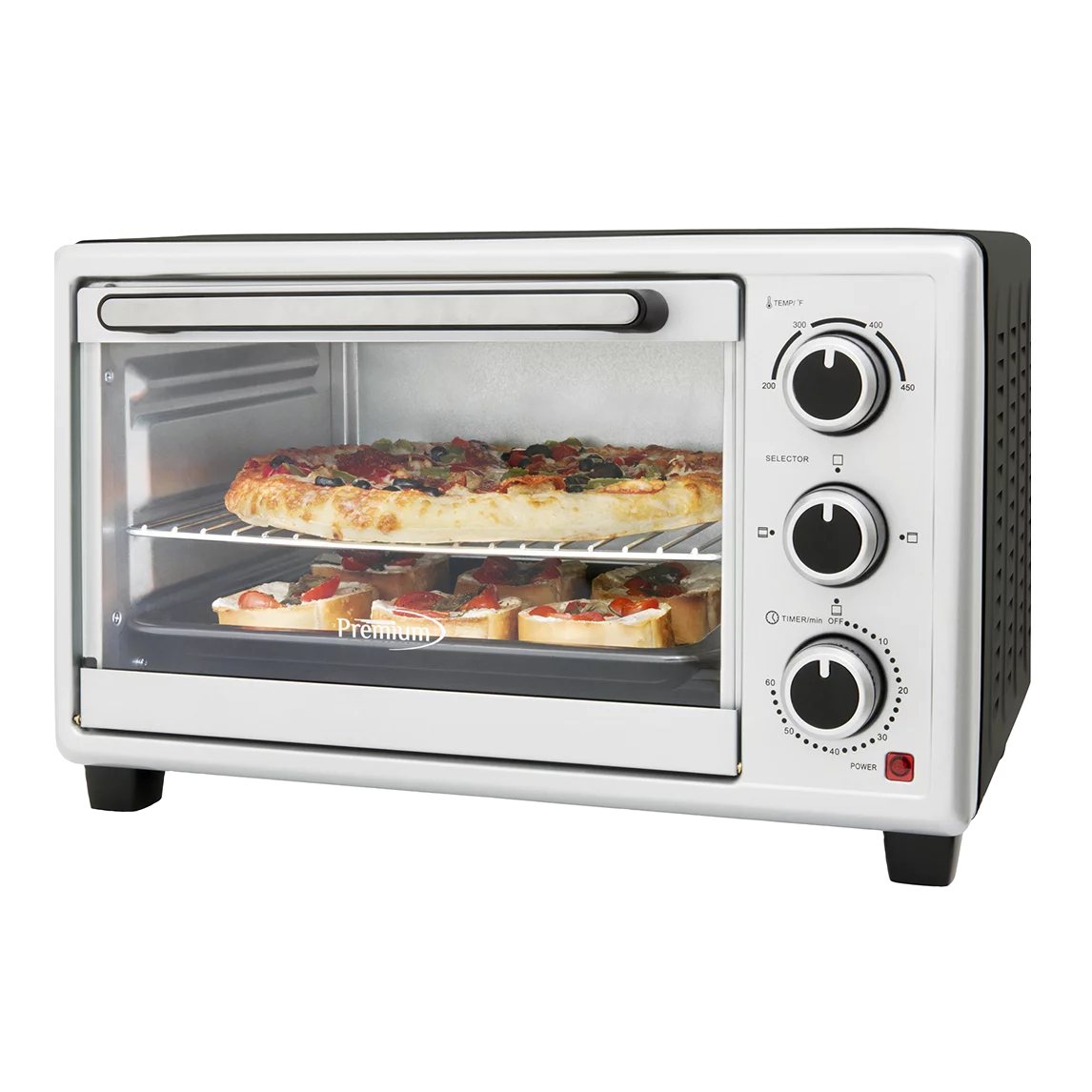 Premium New 6-Slice Toaster Broil Oven 11" Pizza Bake. Stainless Steel Silver